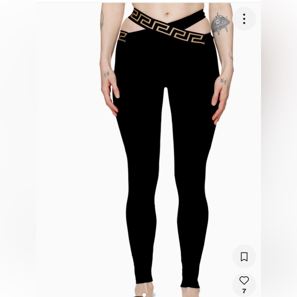 Versace Black and Gold Cutout Leggings
